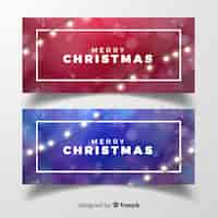 Vector gratuito colección elegante de banners de navidad con guirnalda de luces