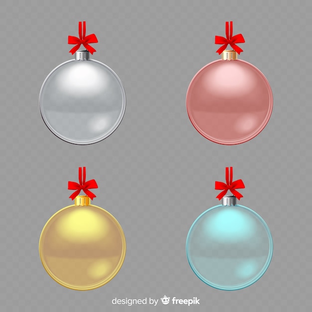 Vector gratuito colección elegante de bolas translucidas de navidad