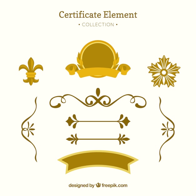 Colección elegante de elementos de certificado con diseño plano