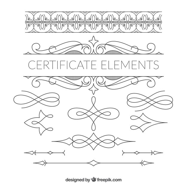 Colección elegante de elementos de certificado