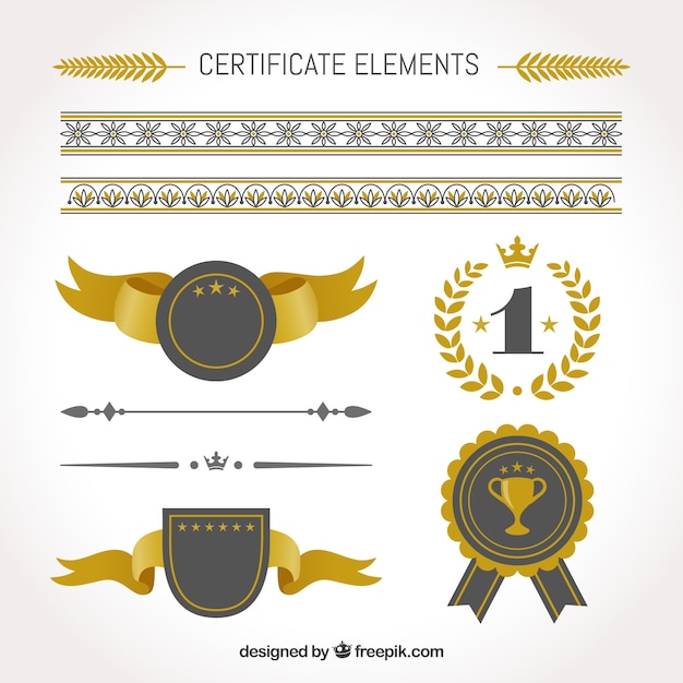 Vector gratuito colección elegante de elementos de certificado