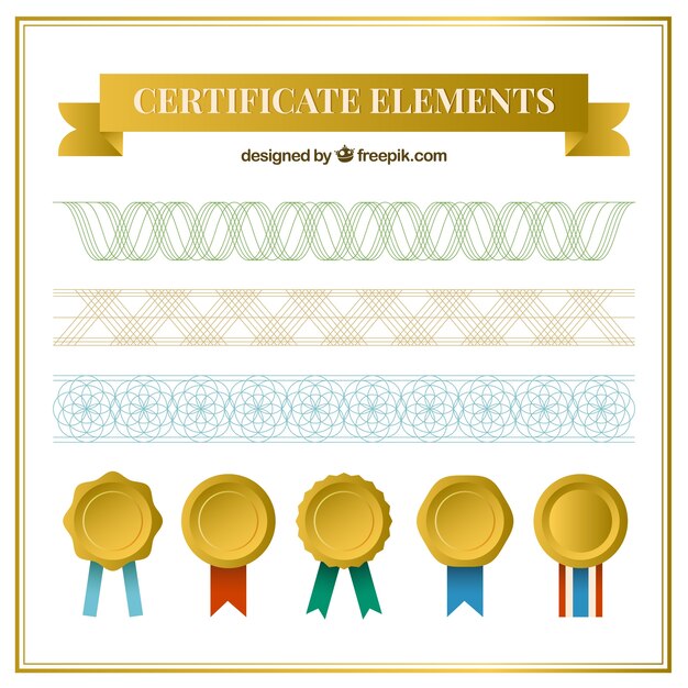 Colección elegante de elementos de certificado