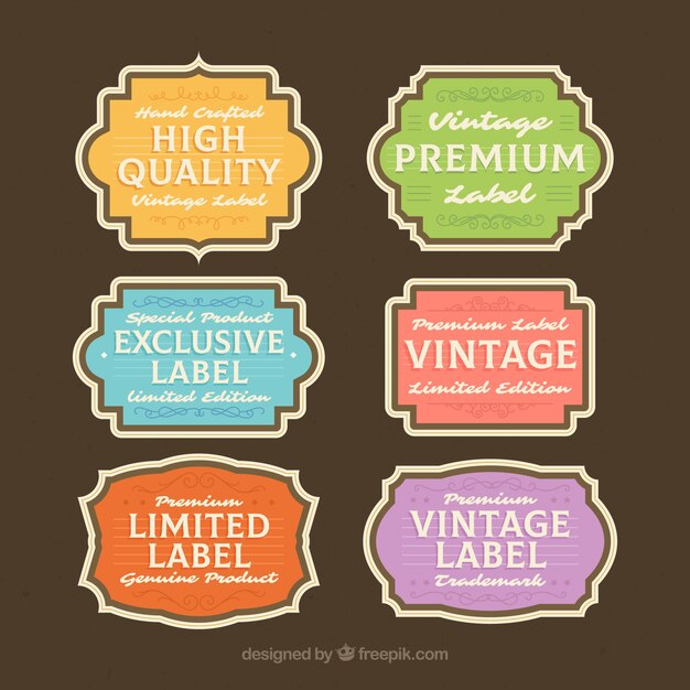 Colección elegante de etiquetas vintage