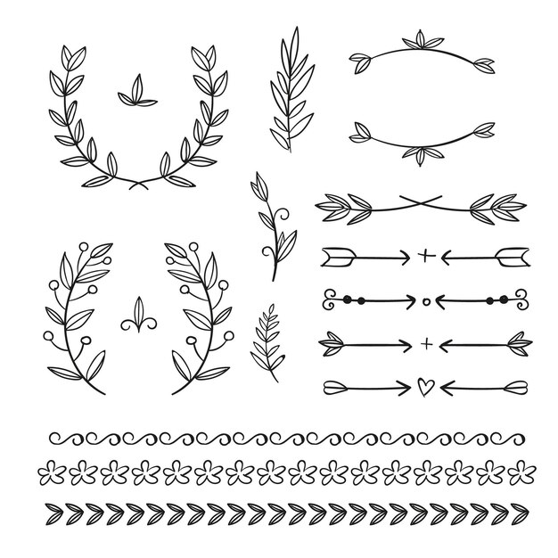 Colección de elegantes elementos ornamentales
