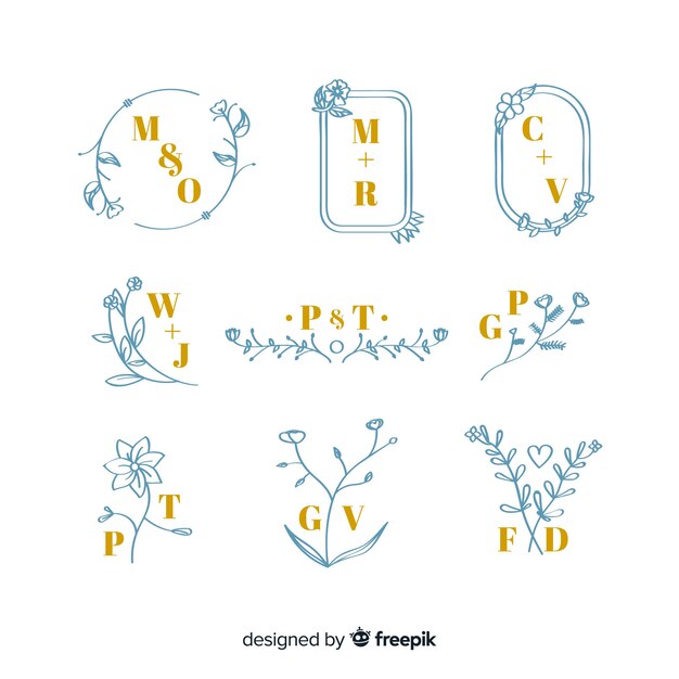 Colección de elegantes monogramas de boda