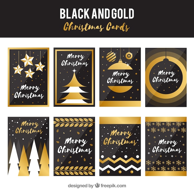 Vector gratuito colección de elegantes tarjetas doradas de navidad