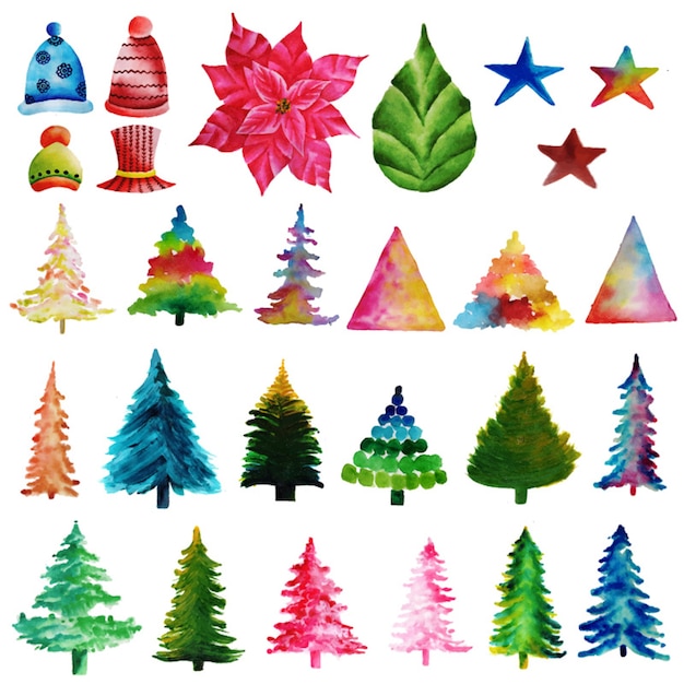 Colección de elementos de acuarela de Navidad