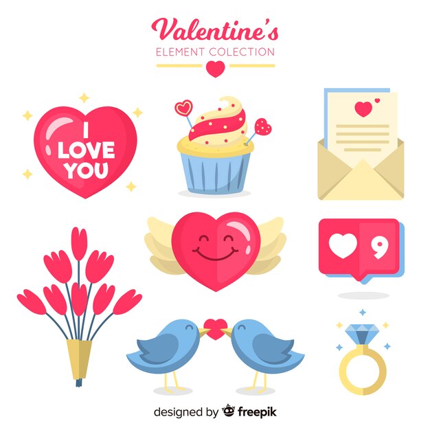 Colección elementos adorables san valentín