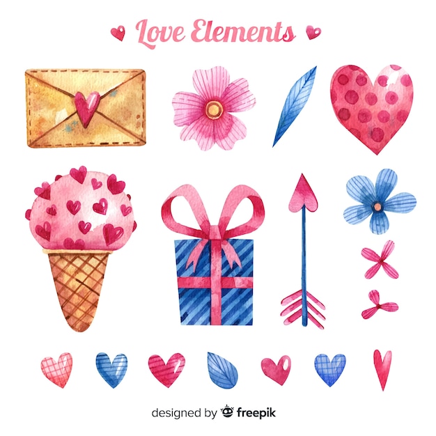 Vector gratuito colección de elementos de amor dibujados a mano