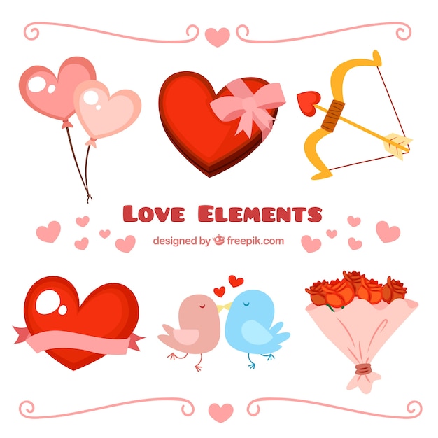 Vector gratuito colección de elementos de amor