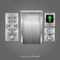Vector gratuito colección de elementos de ascensor con diseño realista
