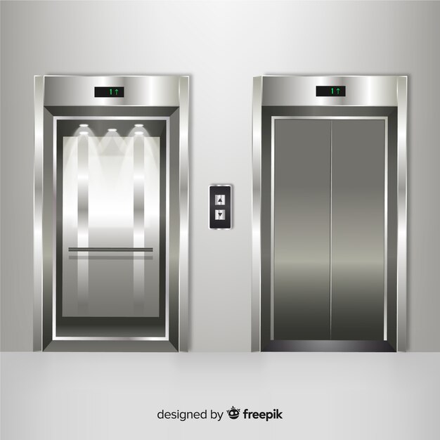 Colección de elementos de ascensor con diseño realista