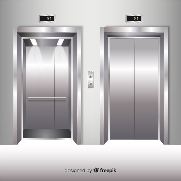 Colección de elementos de ascensor con diseño realista