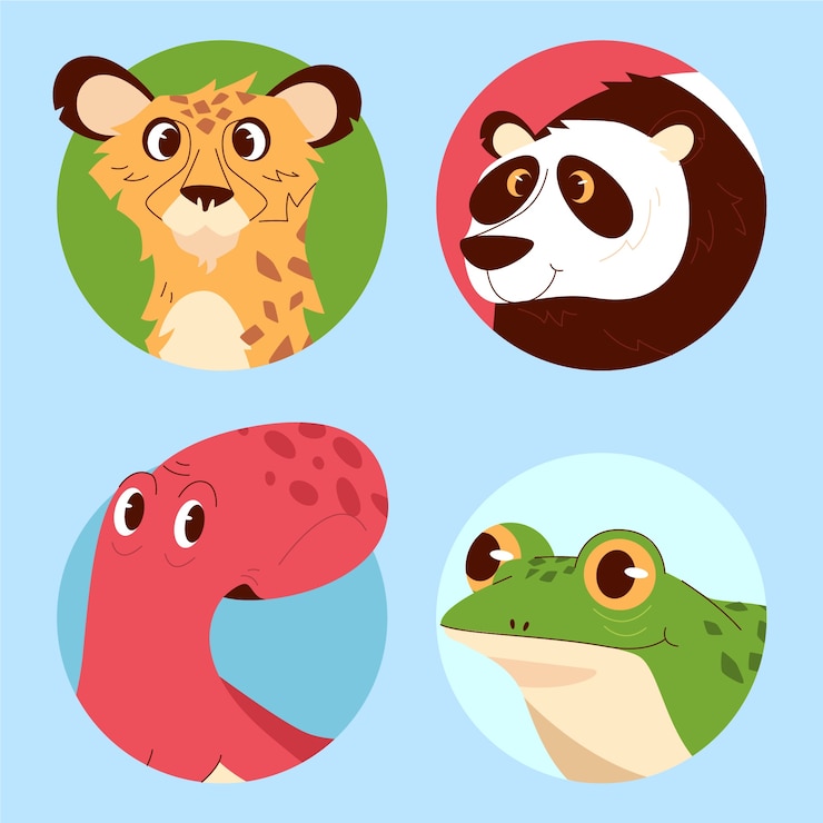 Vector gratuito colección de elementos de avatares de animales dibujados a mano