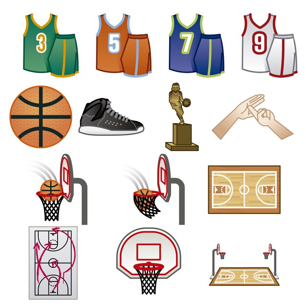 Colección de elementos de baloncesto
