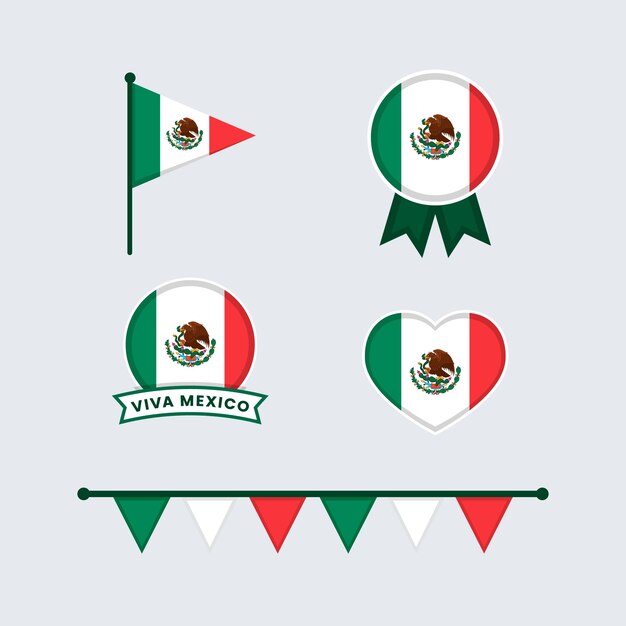 Colección de elementos de bandera flat dia de la bandera