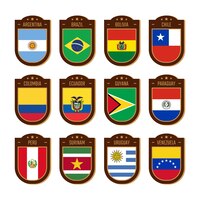 Vector gratis colección de elementos de banderas de américa del sur de diseño plano