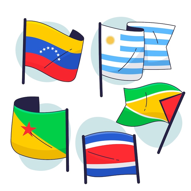 Vector gratuito colección de elementos de banderas de américa del sur