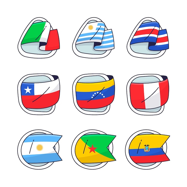 Vector gratuito colección de elementos de banderas de américa del sur