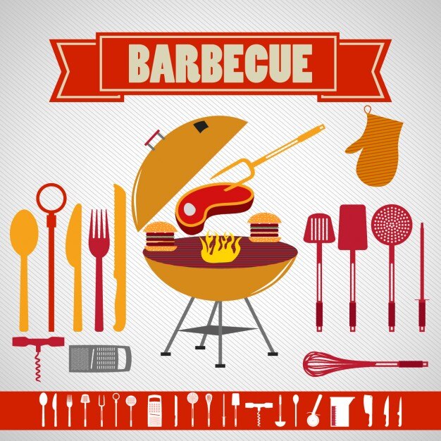 Colección de elementos de barbacoa