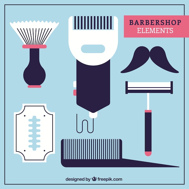 Colección de elementos de la barbería