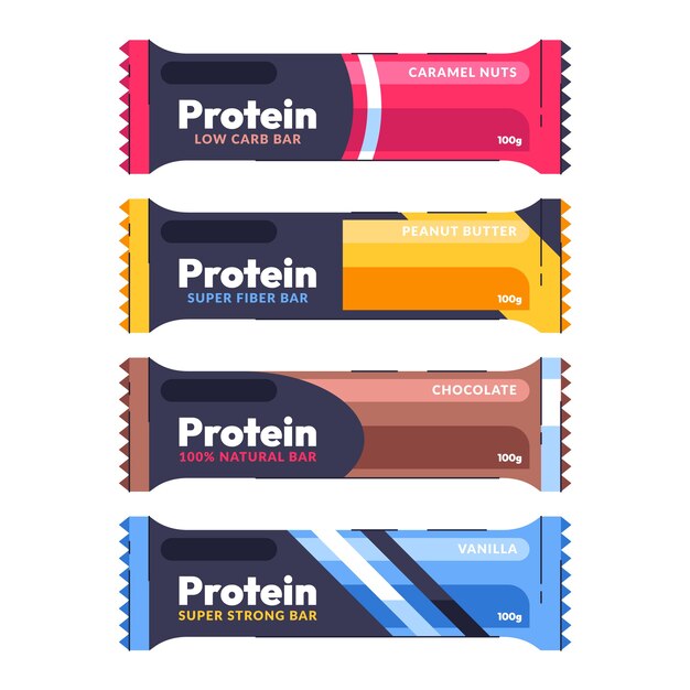 Colección de elementos de barra de proteína.
