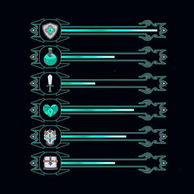 Colección de elementos de barra de salud de videojuegos