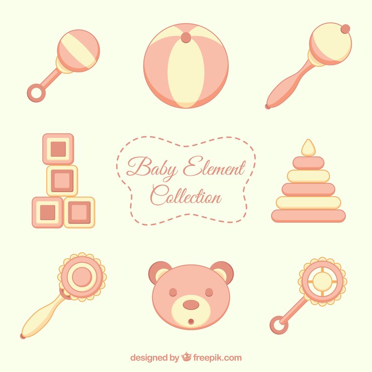 Vector gratuito colección de elementos de bebé en colores pastel