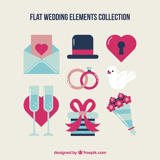 Colección de elementos de boda