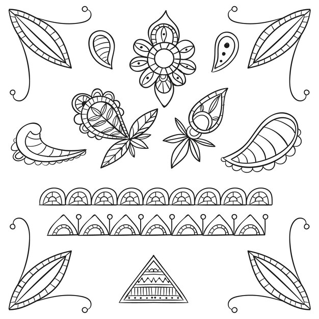 Colección elementos boho dibujados a mano