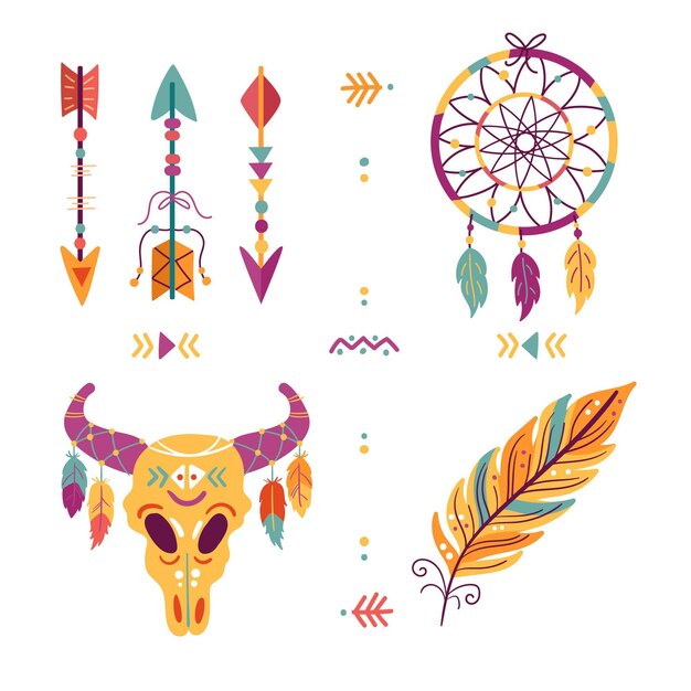 Colección elementos boho dibujados a mano