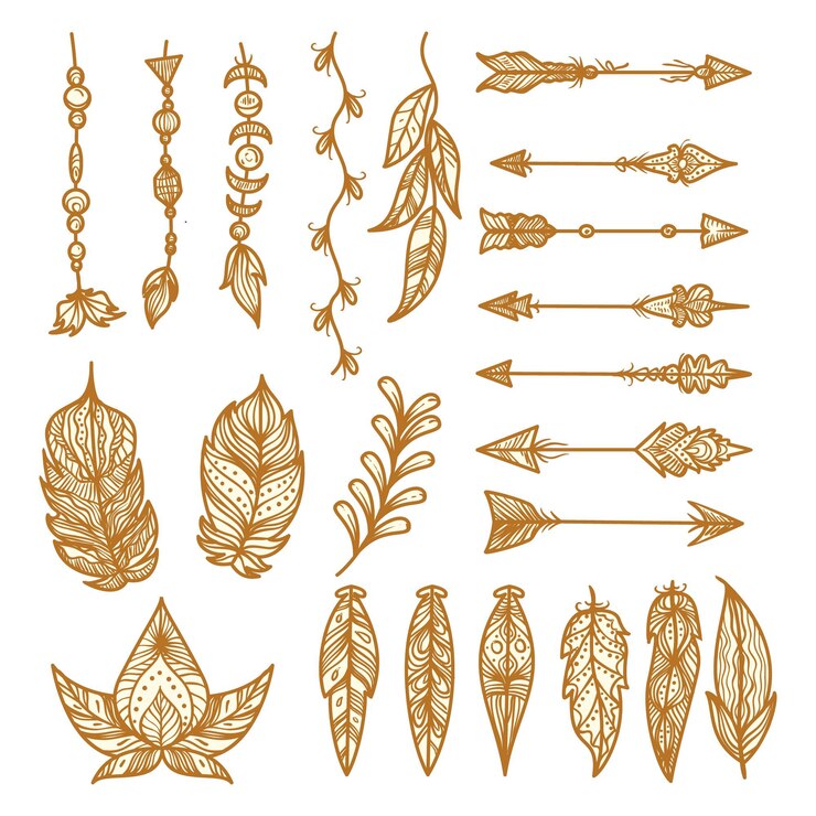 Vector gratuito colección elementos boho dibujados a mano
