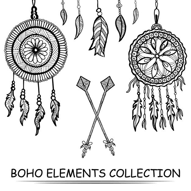 Colección de elementos boho