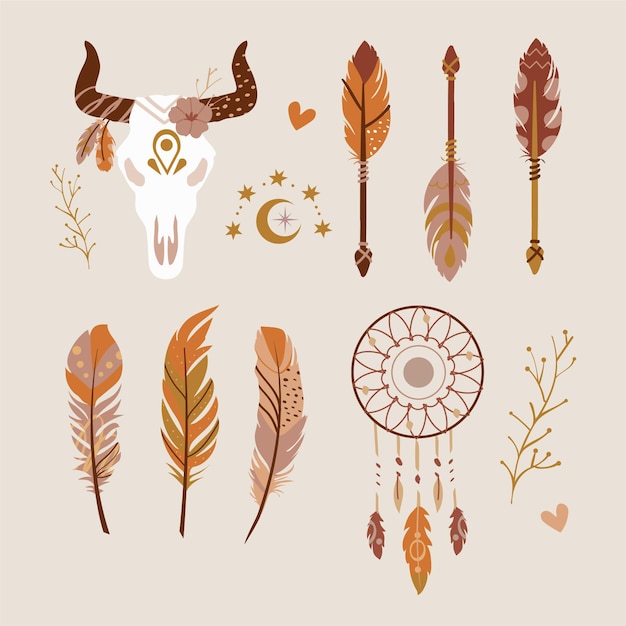Colección de elementos boho