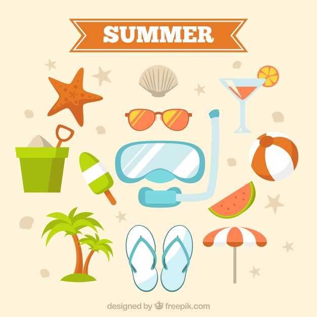 Colección de elementos brillantes de verano