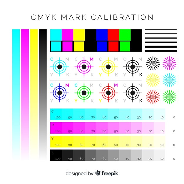 Colección de elementos de calibrado de cmyk