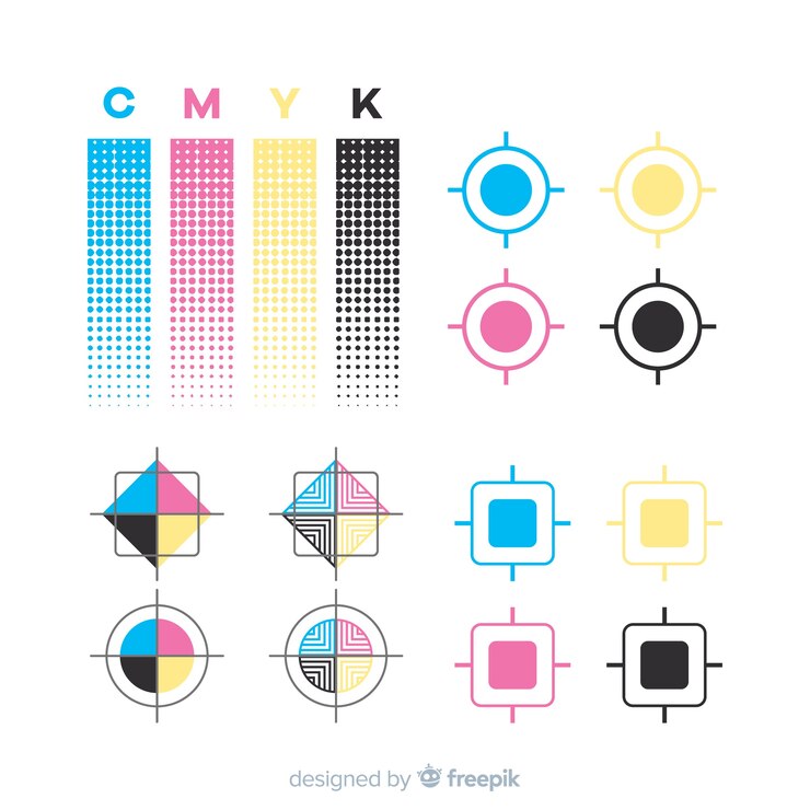 Vector gratuito colección de elementos de calibrado de cmyk