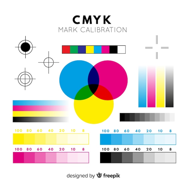 Vector gratuito colección de elementos de calibrado de cmyk