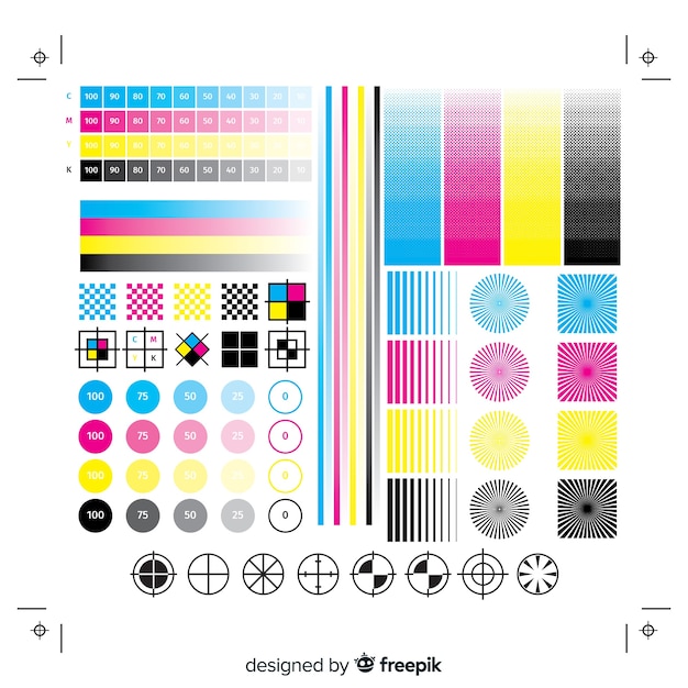 Colección de elementos de calibrado de cmyk