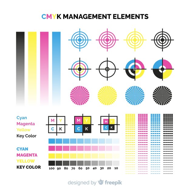 Colección de elementos de calibrado de cmyk