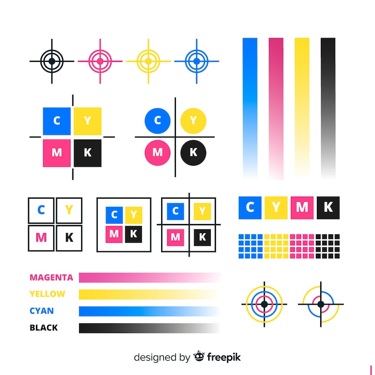 Vector gratuito colección de elementos de calibrado de cmyk