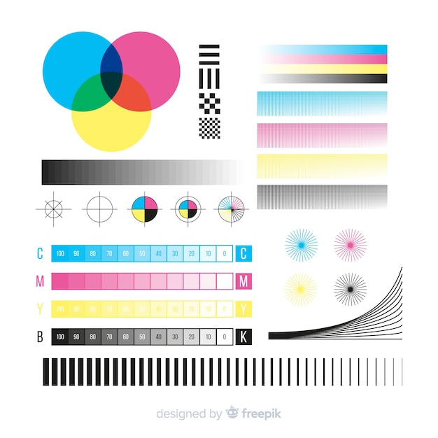 Colección de elementos de calibrado de cmyk