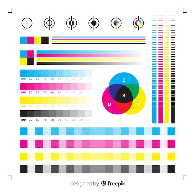 Colección de elementos de calibrado de cmyk