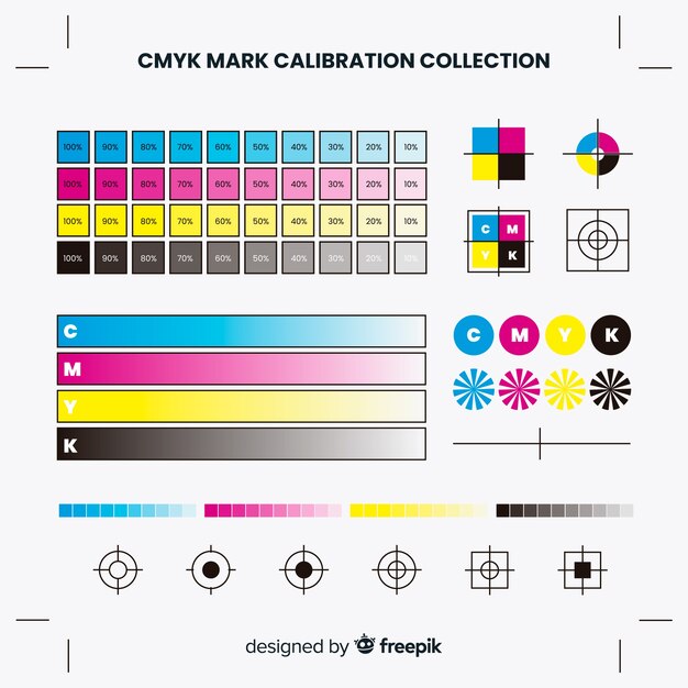 Colección de elementos de calibrado de cmyk