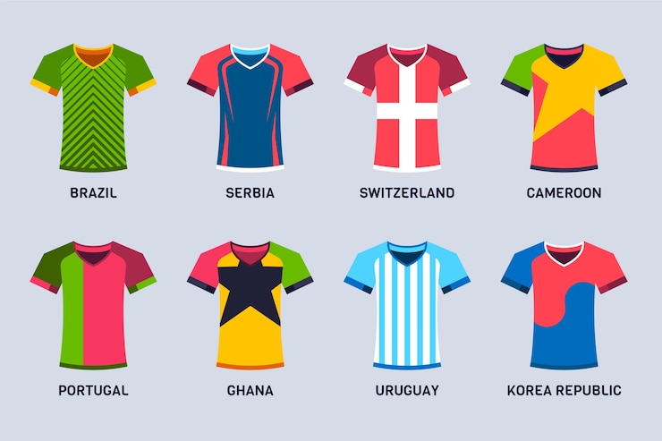 Vector gratuito colección de elementos de camiseta de fútbol de la selección nacional