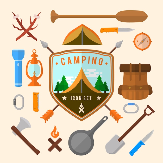 Vector gratuito colección de elementos de camping