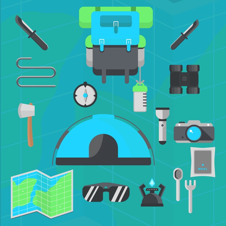Vector gratuito colección de elementos de camping