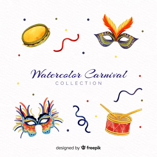 Colección de elementos de carnaval de acuarela