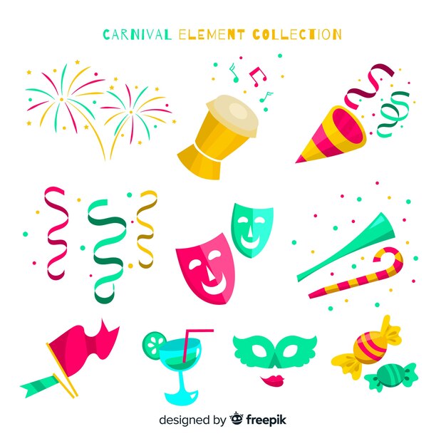Colección de elementos de carnaval de acuarela