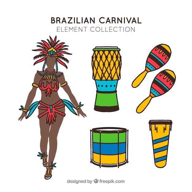 Vector gratuito colección de elementos de carnaval brasileño